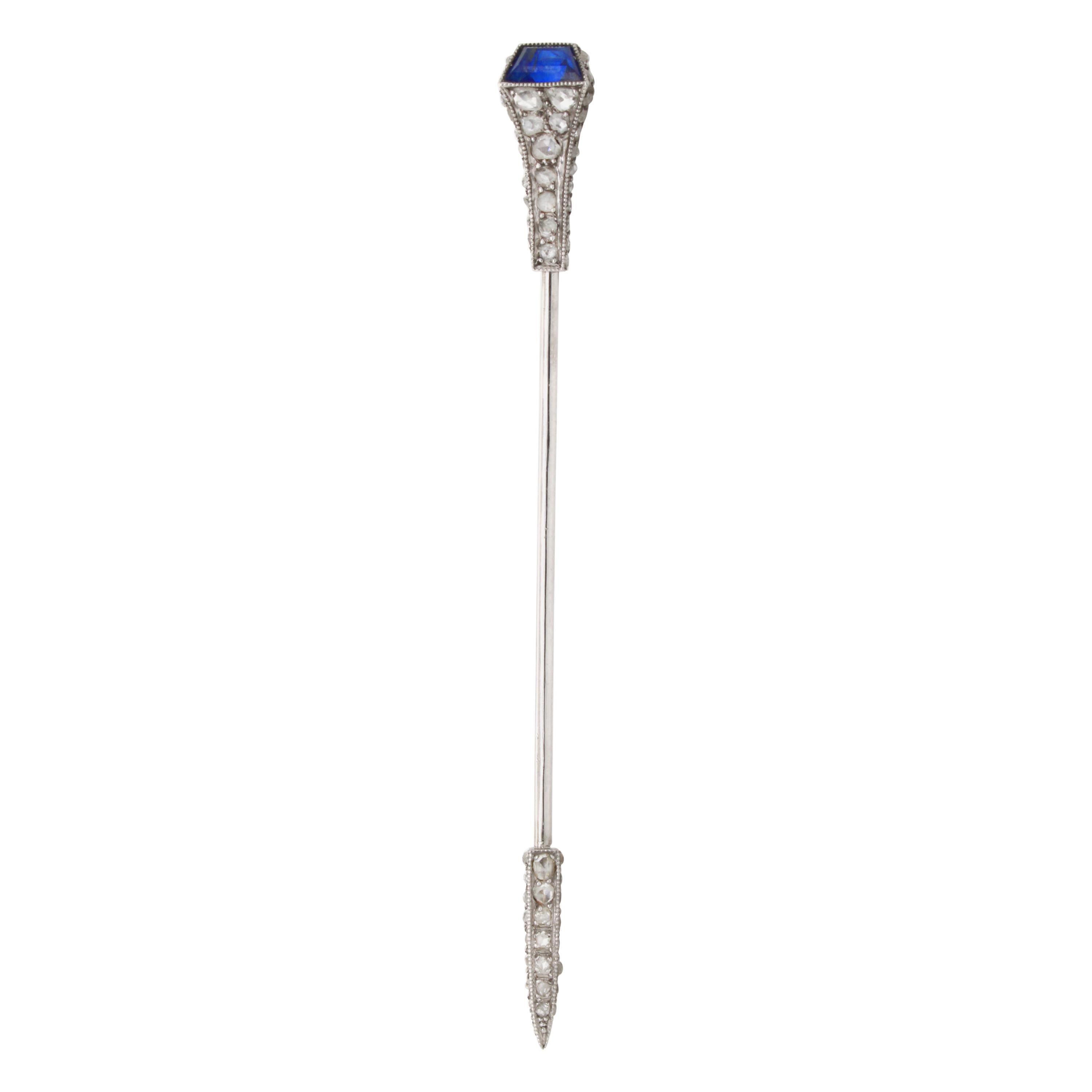 Cartier Belle Epoch Sapphire and Diamond Jabot Pin, circa 1910s