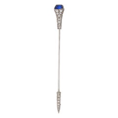 Antique Cartier Belle Epoch Sapphire and Diamond Jabot Pin, circa 1910s