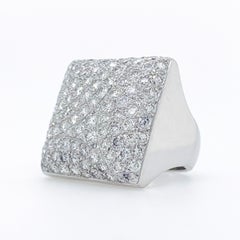 Cartier Berlingot Pave Diamond Dome Ring in 18k White Gold