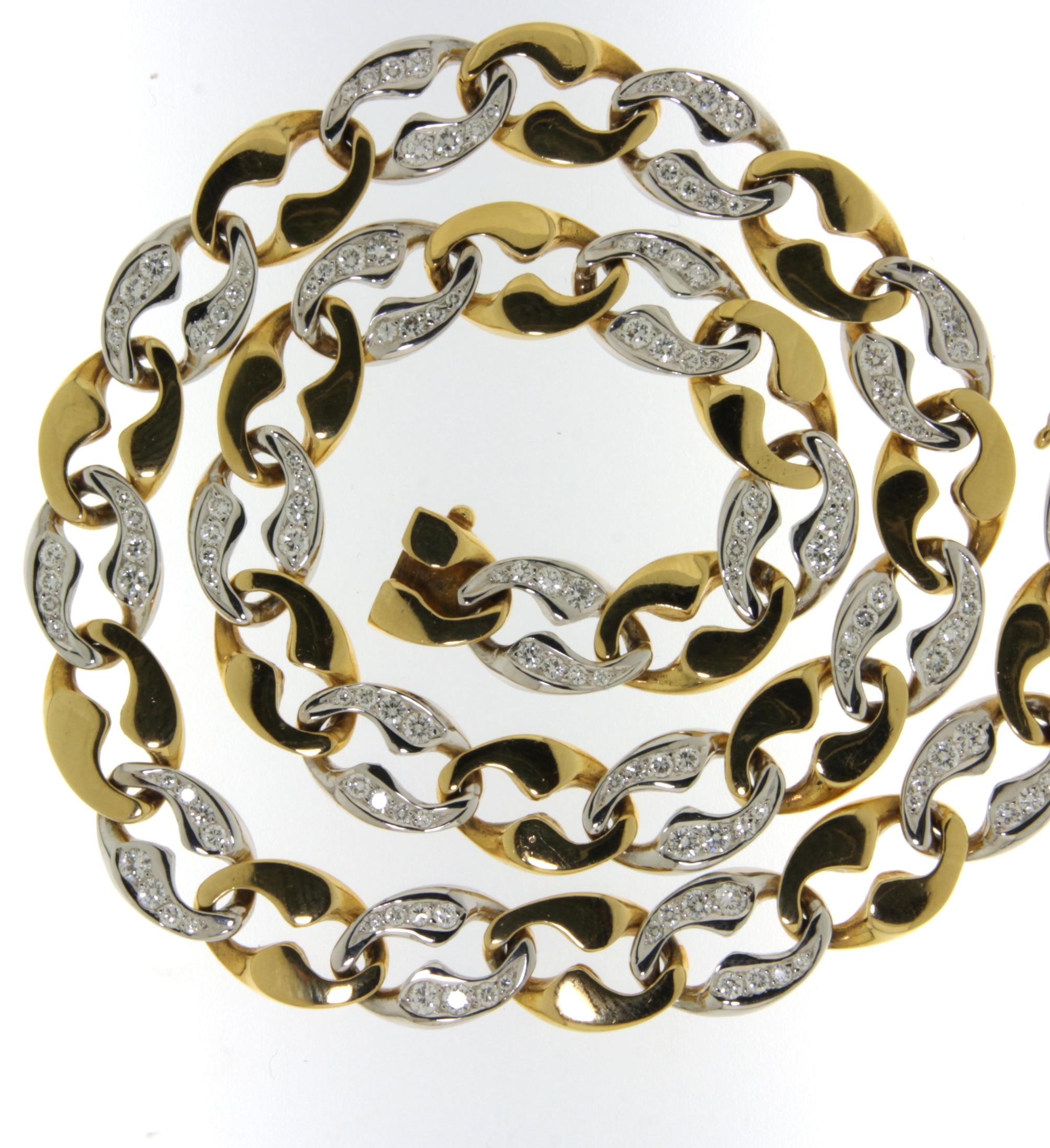 18kt Gold Link Cartier London Necklace Bracelet Brilliant Cut Diamonds Estate For Sale 2
