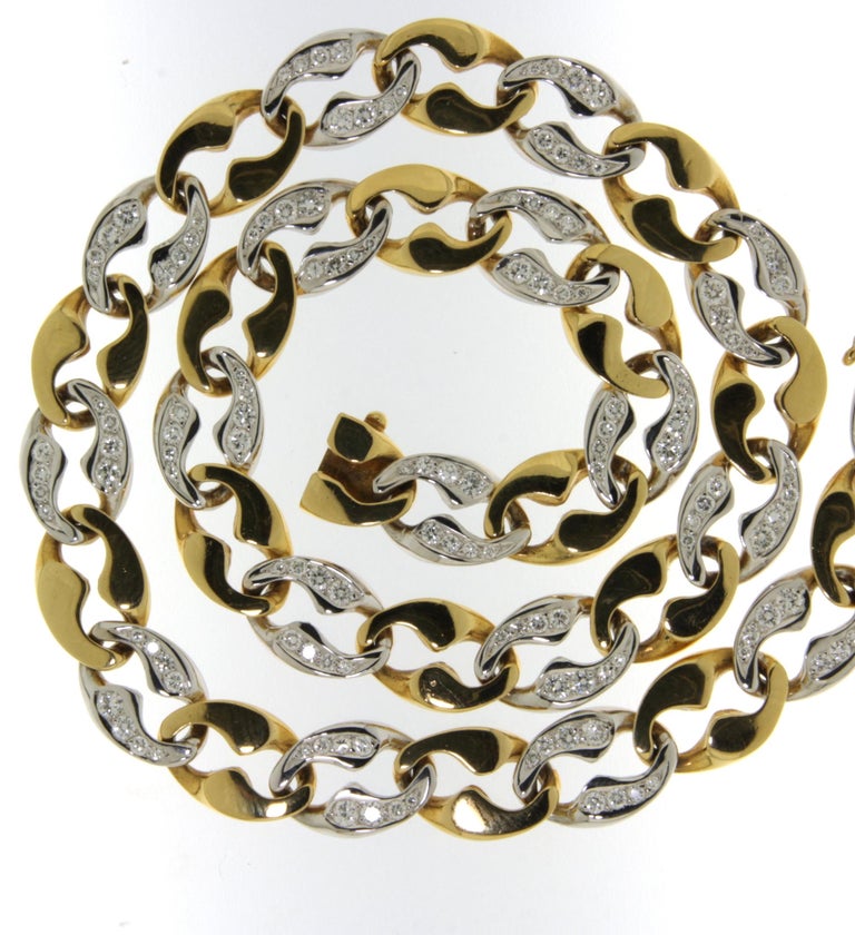 18kt Gold Link Cartier London Necklace Bracelet Brilliant Cut Diamonds Estate For Sale 5