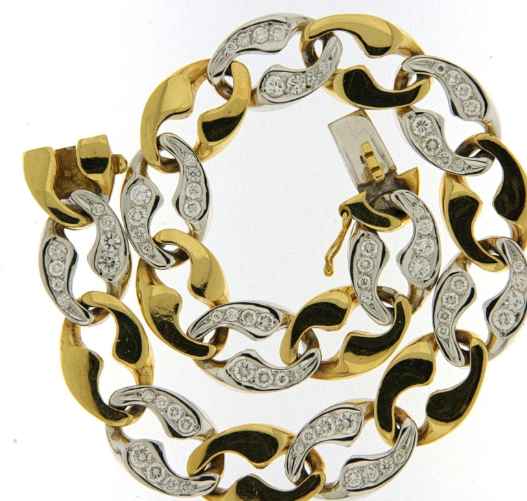 18kt Gold Link Cartier London Necklace Bracelet Brilliant Cut Diamonds Estate For Sale 10