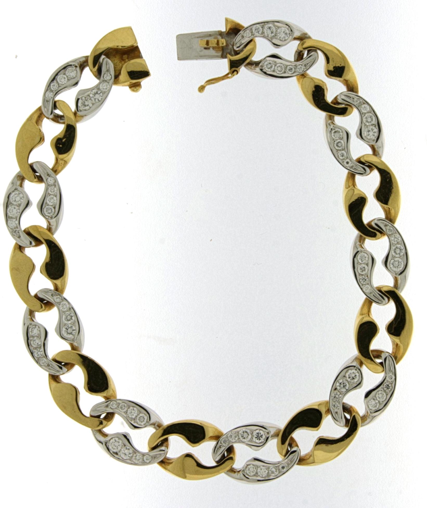 18kt Gold Link Cartier London Necklace Bracelet Brilliant Cut Diamonds Estate For Sale 8
