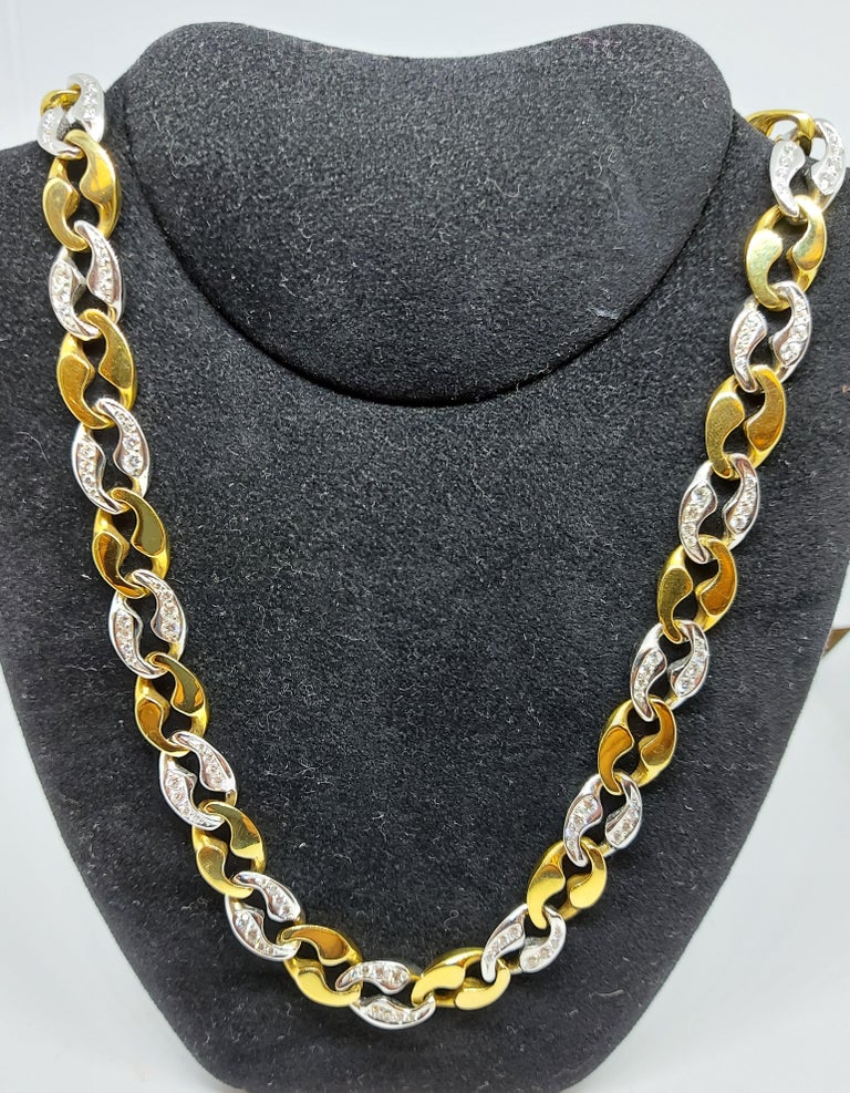 18kt Gold Link Cartier London Necklace Bracelet Brilliant Cut Diamonds Estate For Sale 14