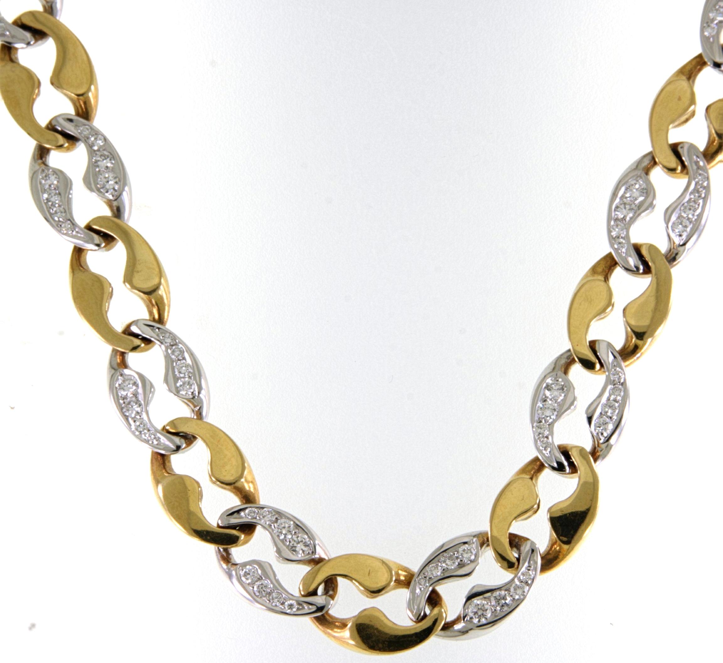 Artisan Cartier London, collier à maillons en or 18 carats et diamants taille brillant, ancienne propriété en vente