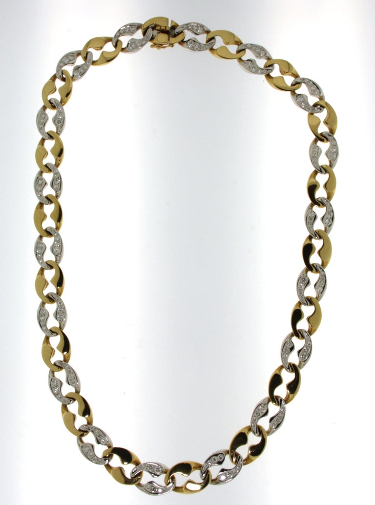 18kt Gold Link Cartier London Necklace Bracelet Brilliant Cut Diamonds Estate For Sale 1