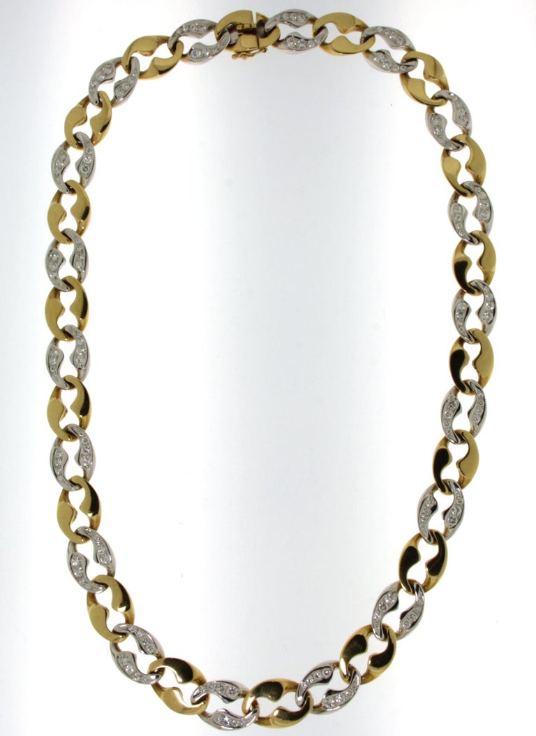 18kt Gold Link Cartier London Necklace Bracelet Brilliant Cut Diamonds Estate For Sale 2