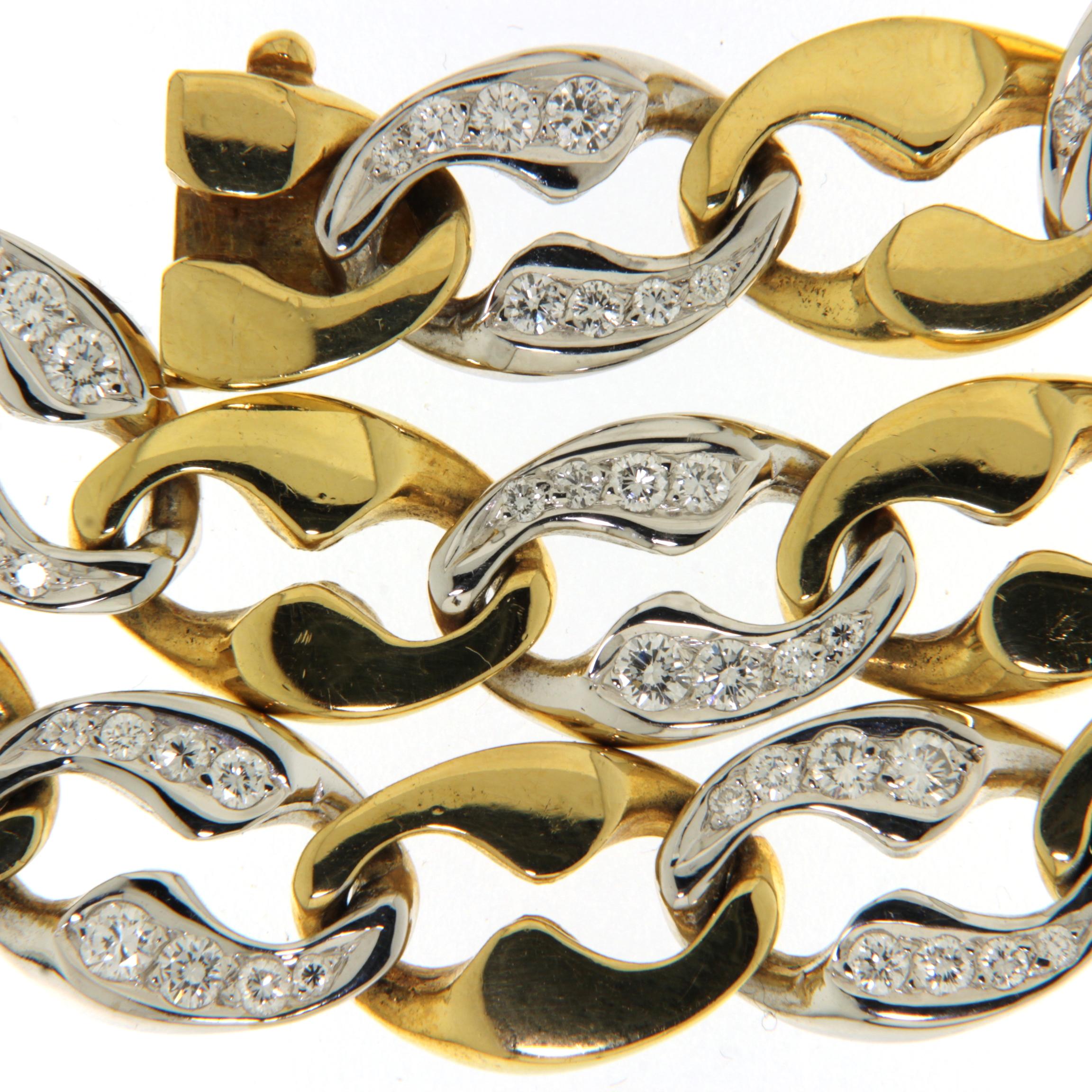 18kt Gold Link Cartier London Necklace Bracelet Brilliant Cut Diamonds Estate For Sale 1