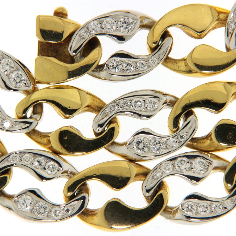 18kt Gold Link Cartier London Necklace Bracelet Brilliant Cut Diamonds Estate For Sale 4