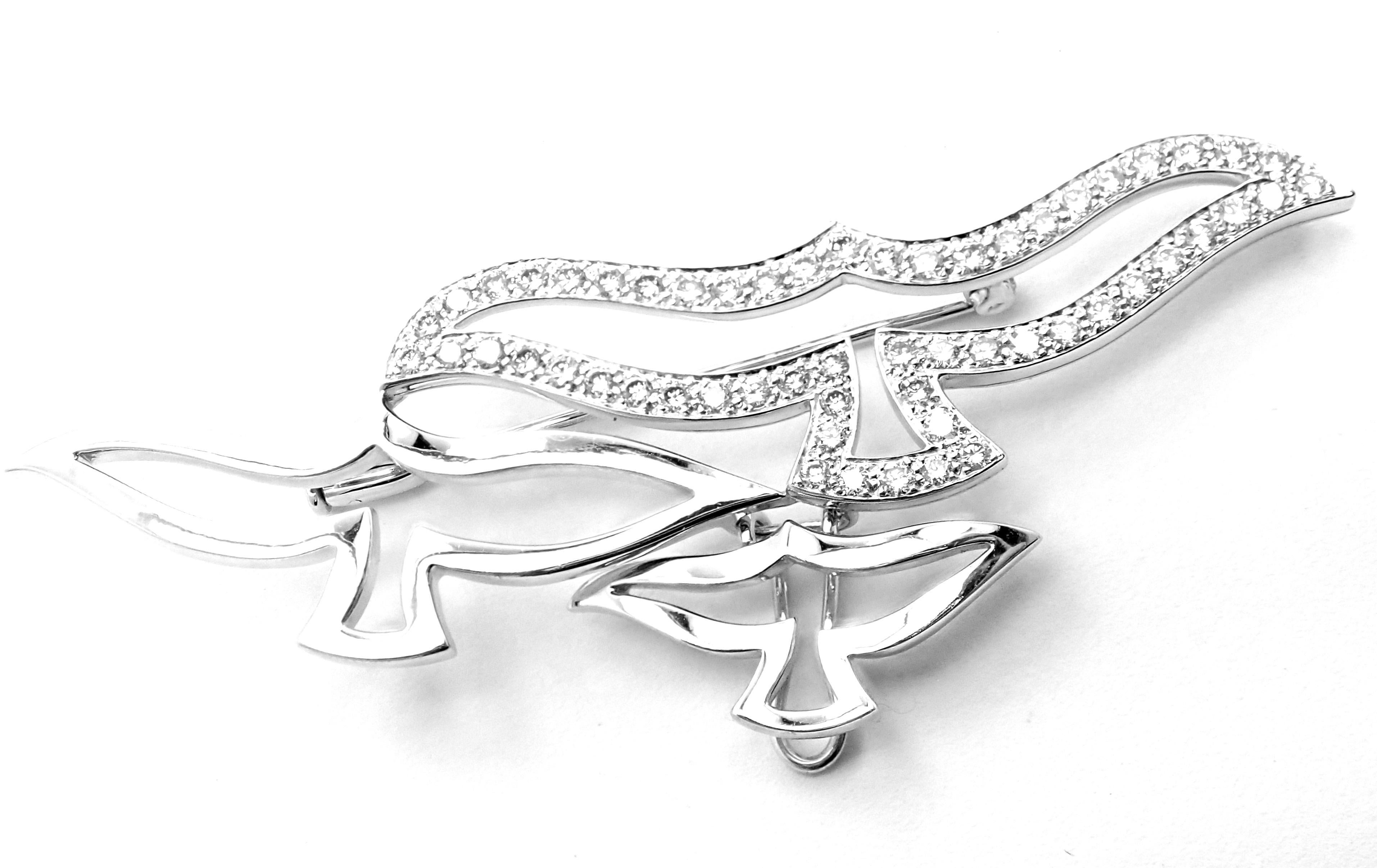 Cartier Bird Diamond White Gold Pendant Pin Brooch For Sale 1