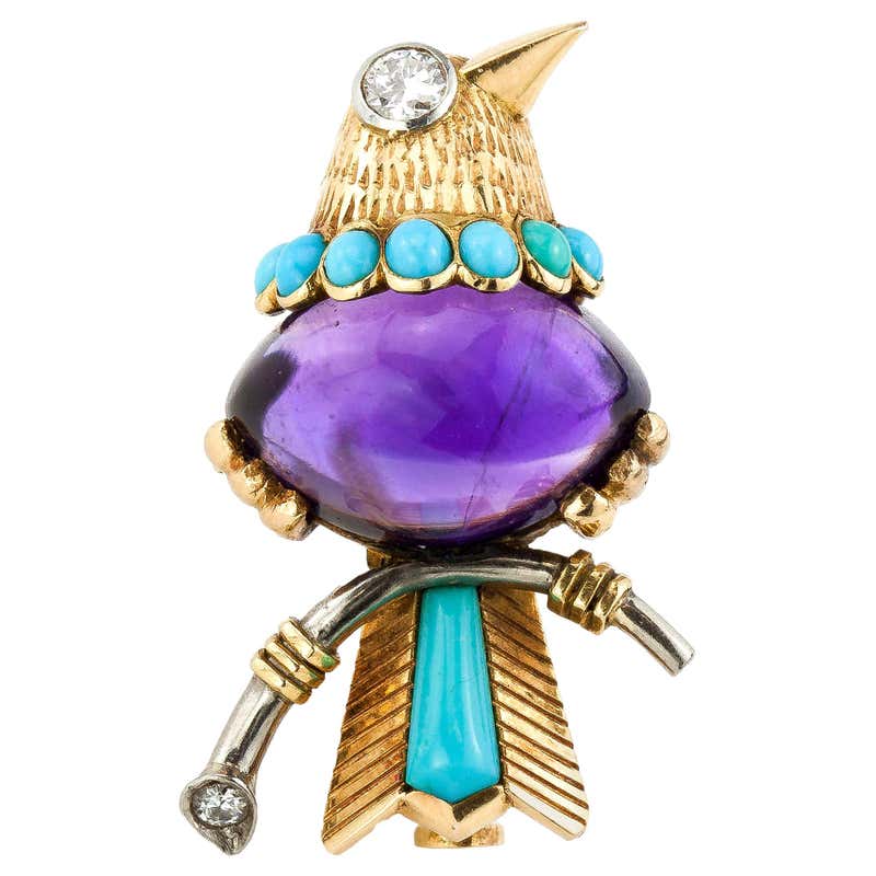 Cartier Bird of Paradise, Amethyst, Turquoise and Diamond Brooch For ...