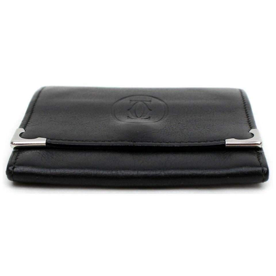 Cartier Black 872110 Leather Compact Wallet In Good Condition In Dix hills, NY