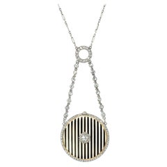 Cartier black and white enamel pendant/watch necklace