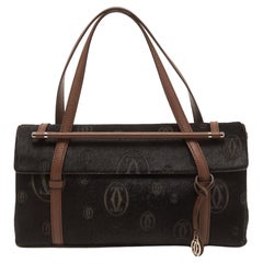Cartier Black/Brown Calfhair and Leather Happy Birthday Cabochon Flap Bag