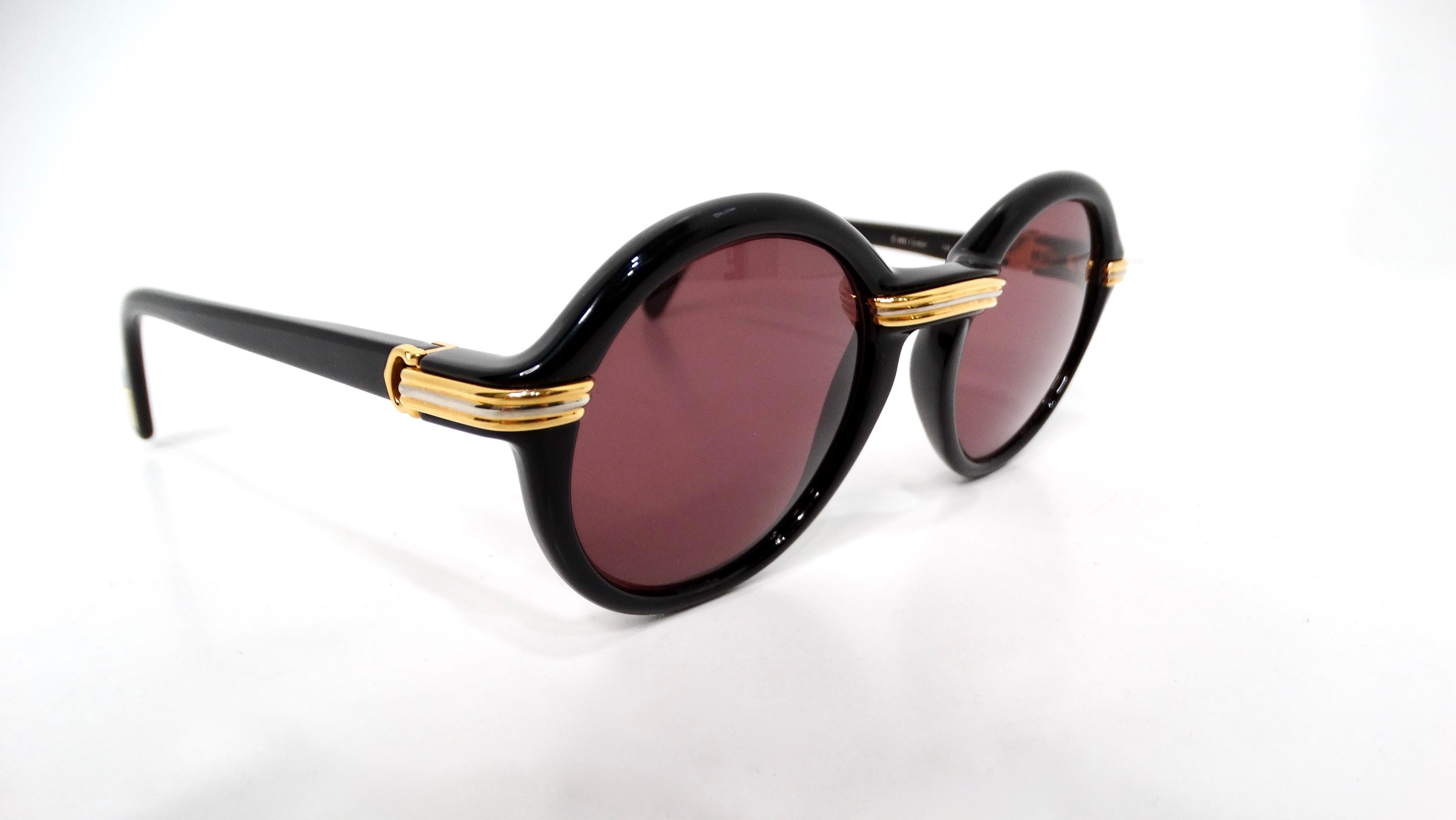 Cartier Black Cabriolet Round Sunglasses circa 1991 For Sale 6
