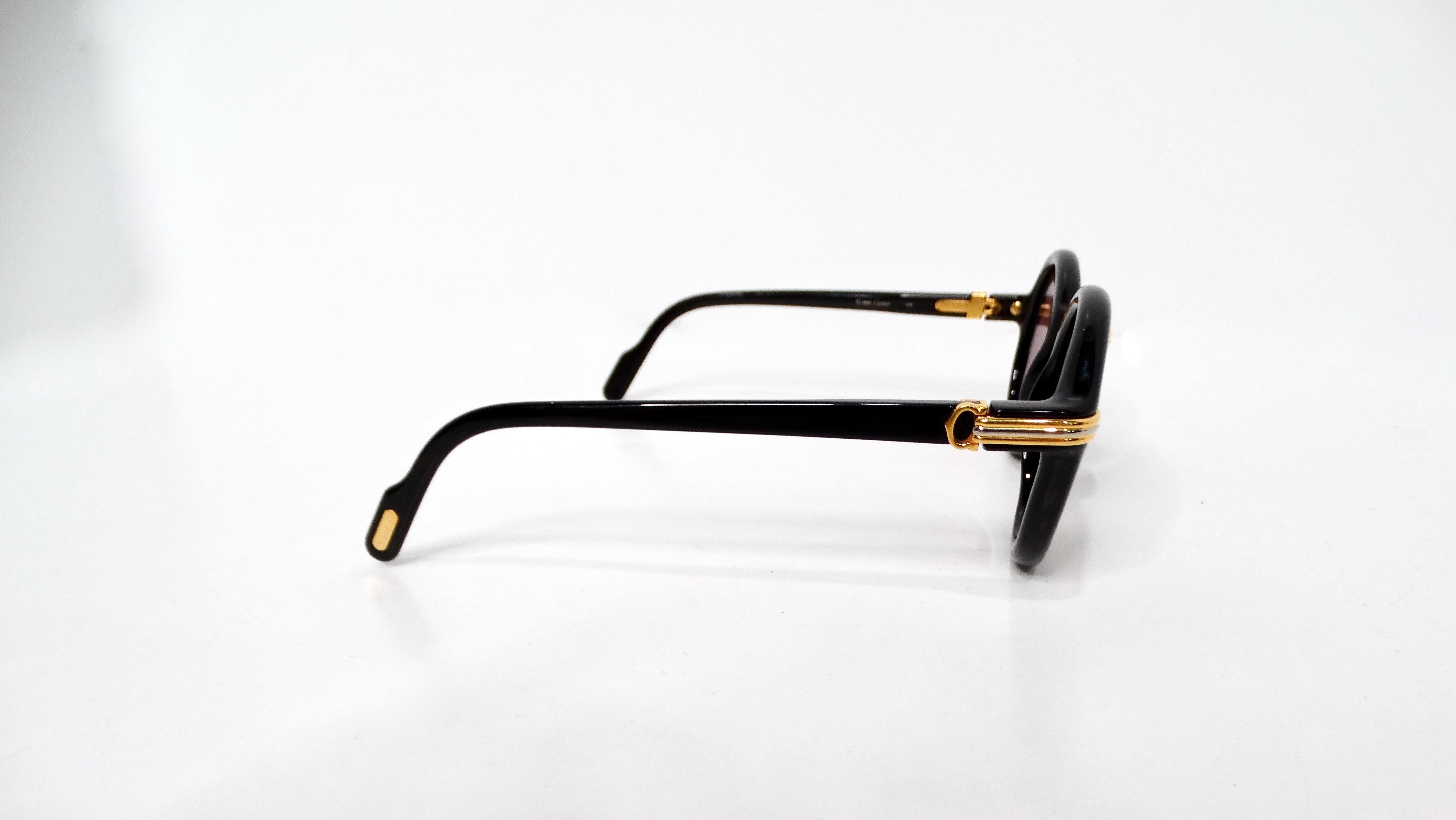 Cartier Black Cabriolet Round Sunglasses circa 1991 For Sale 5