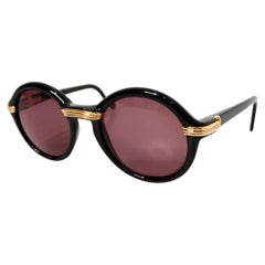 Cartier Black Cabriolet Round Sunglasses circa 1991