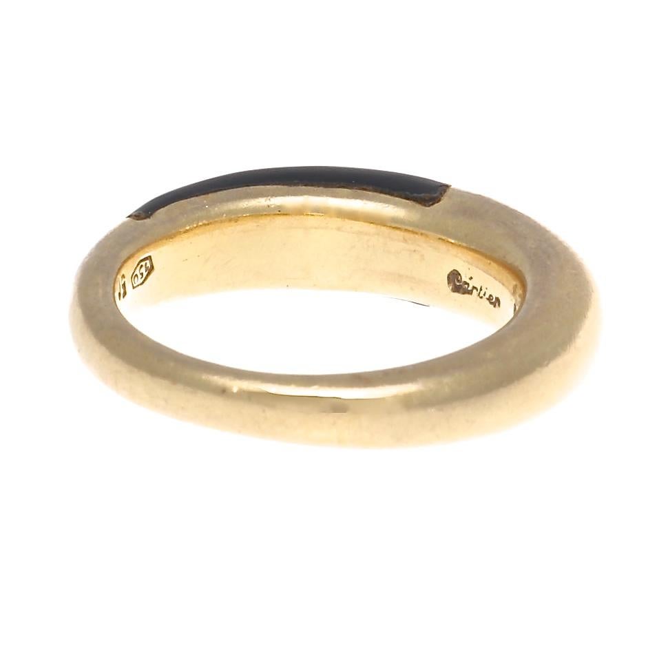 Modern Cartier Black Enamel Gold Ring
