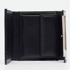 Portefeuille trifold en cuir noir brillant Panthère Art Déco de Cartier