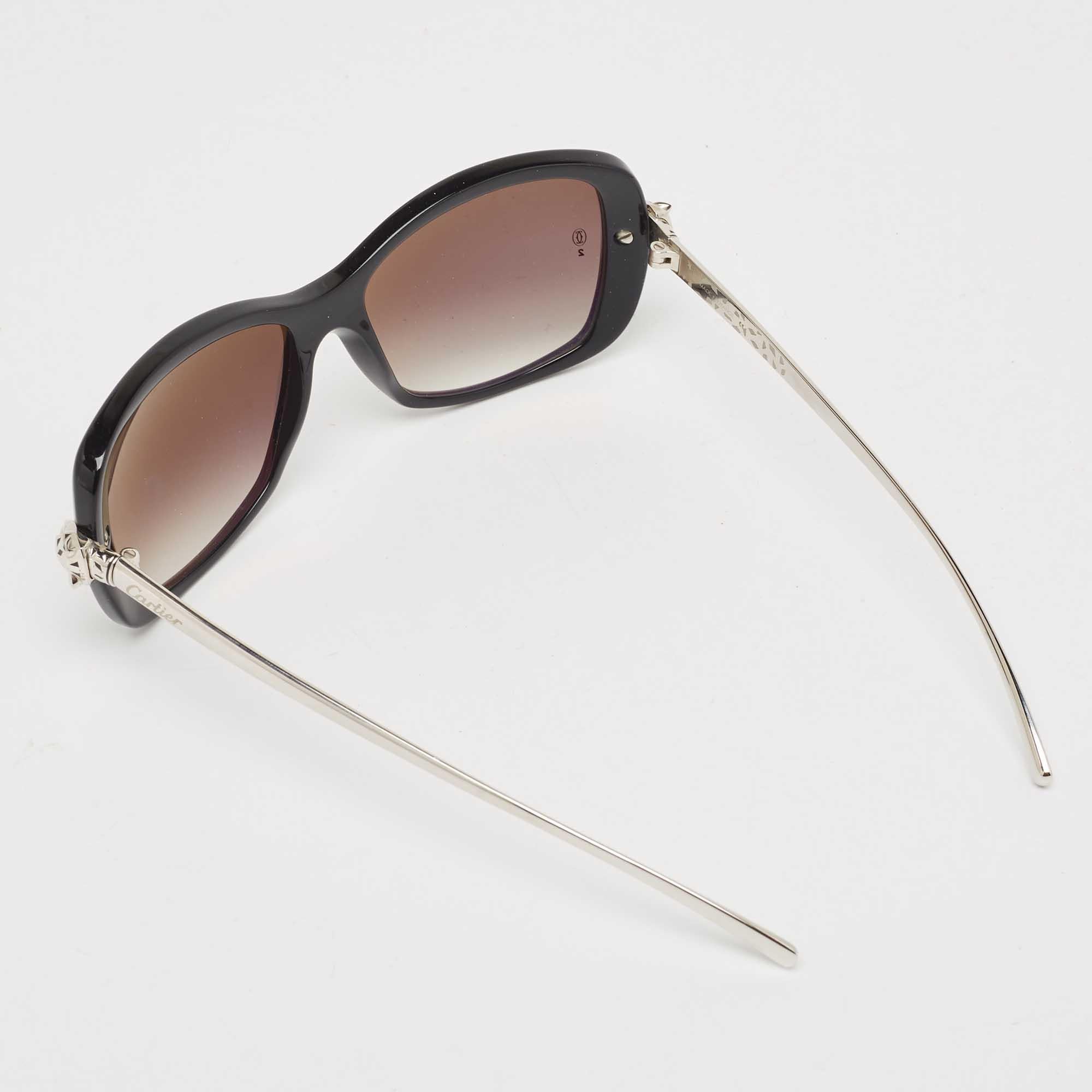 Cartier Black Gradient Panthère Wild de Cartier Square Sunglasses In Good Condition For Sale In Dubai, Al Qouz 2