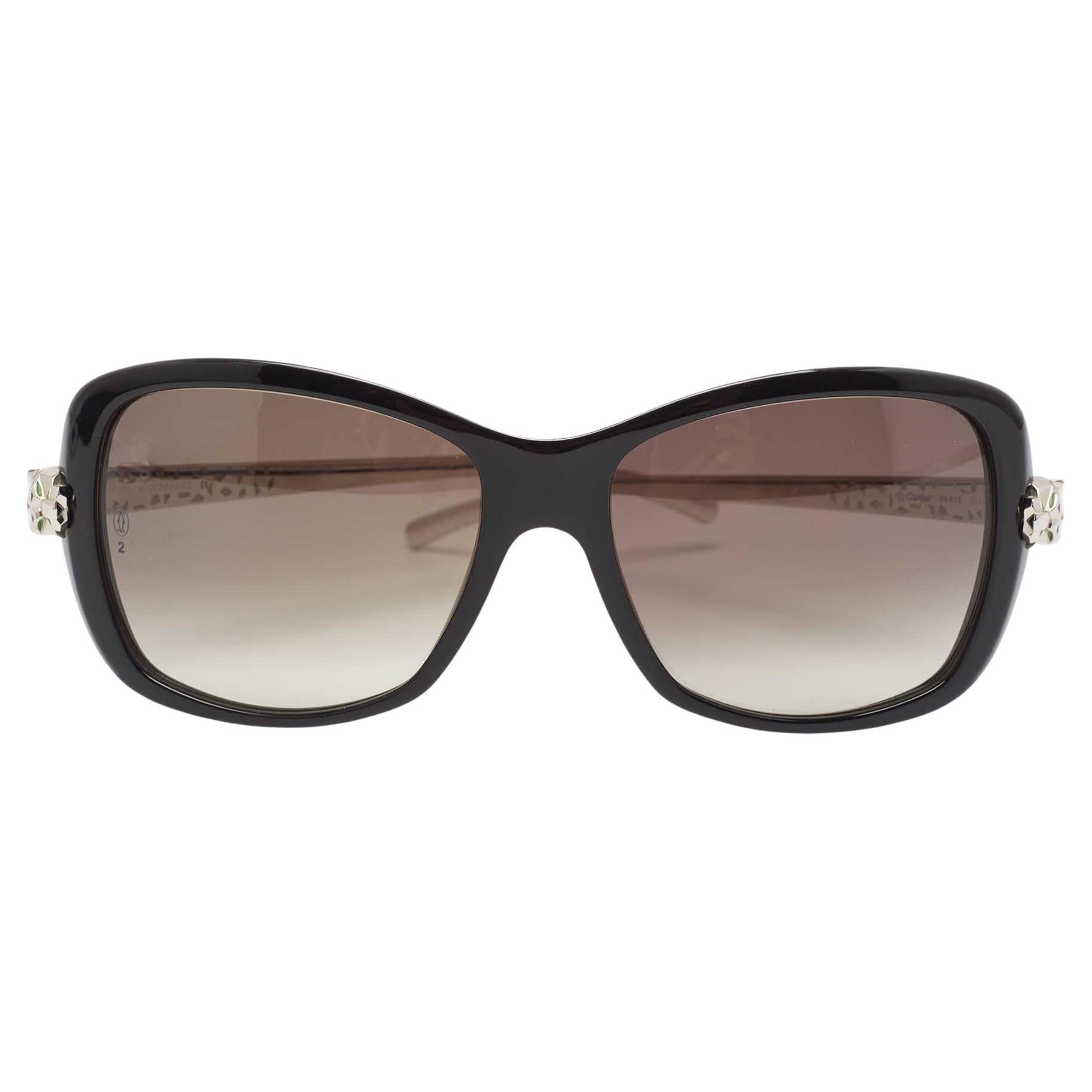 Cartier Black Gradient Panthère Wild de Cartier Square Sunglasses For Sale