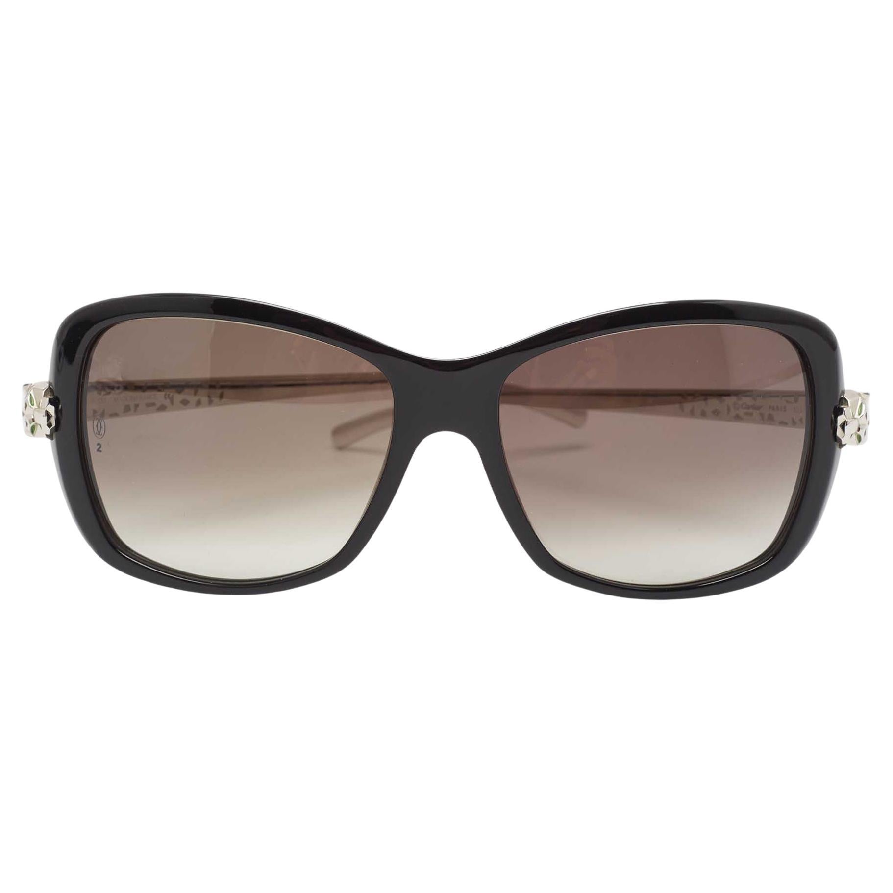 Cartier Schwarzer Farbverlauf Panthère Wild de Cartier Quadratische Sonnenbrille im Angebot