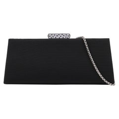 CARTIER Black Grossgrain Structured Clutch Snakeskin Trim Silver Evening Bag NIB