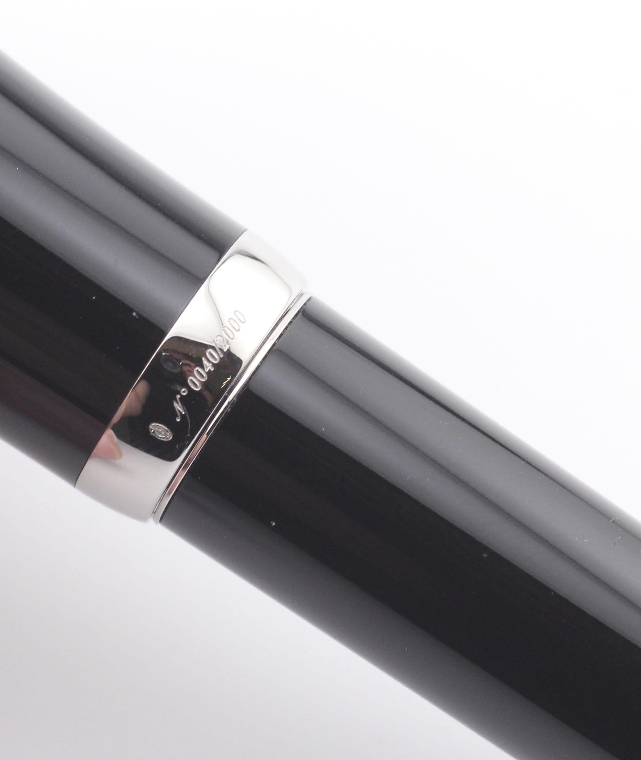 Women's or Men's Cartier Black Lacquer Ballpoint Pen Watch w/ Crystal Stand Limited Edition