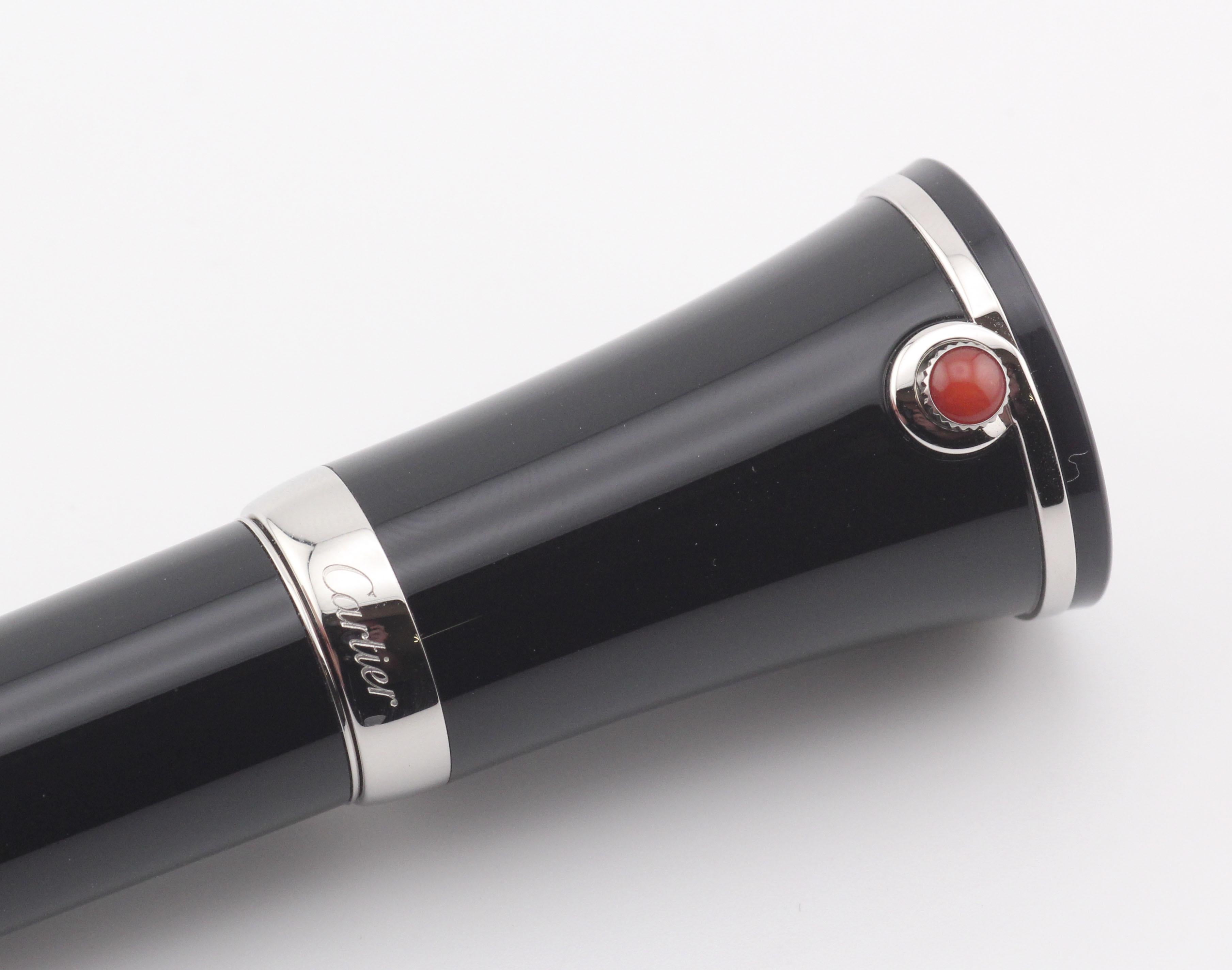 Cartier Black Lacquer Ballpoint Pen Watch w/ Crystal Stand Limited Edition 1