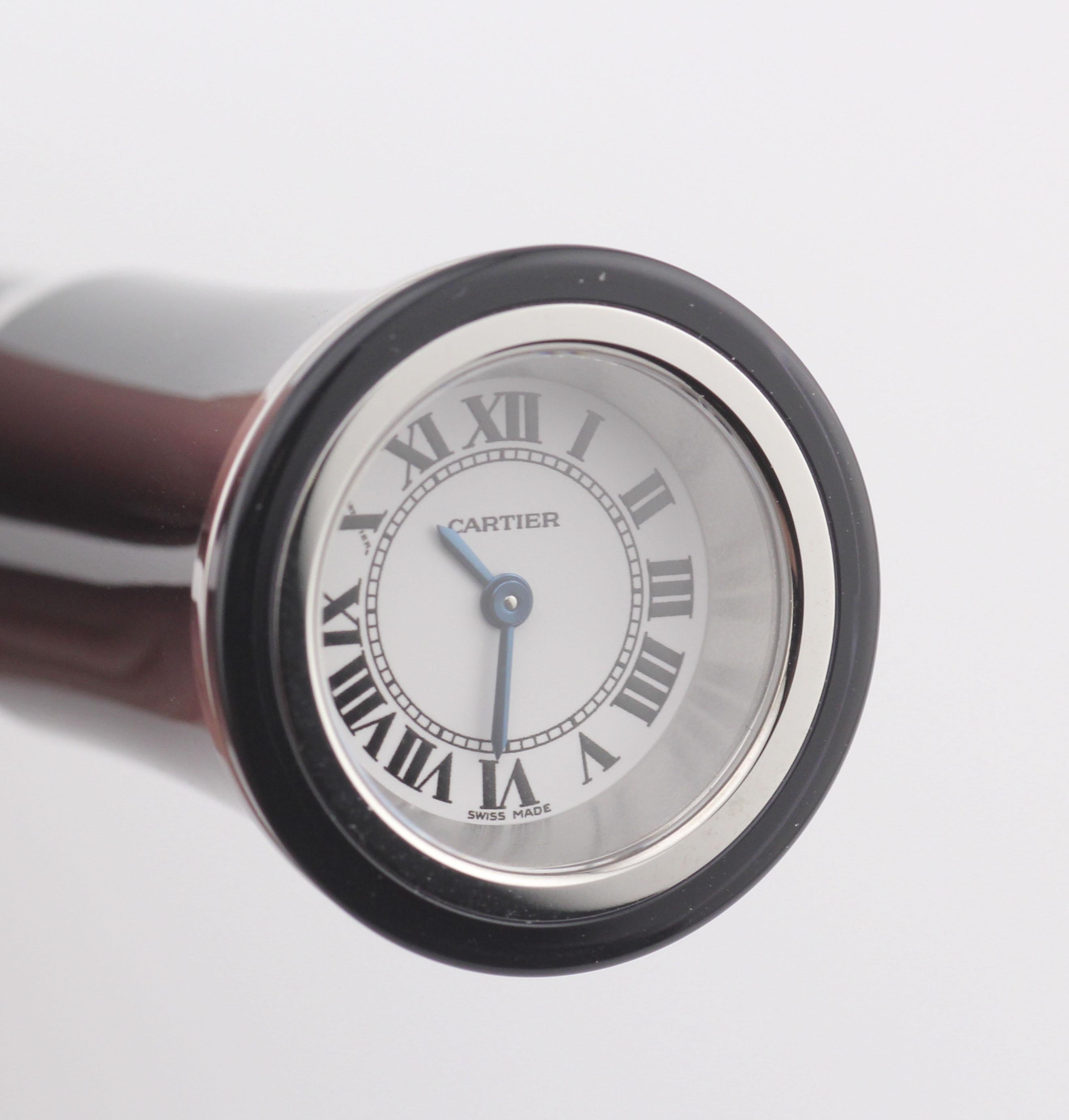 Cartier Black Lacquer Ballpoint Pen Watch w/ Crystal Stand Limited Edition 2