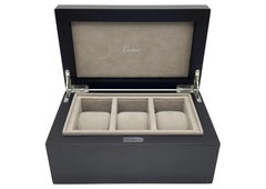 Cartier Wrist Watch Art Deco Design Black Lacquered Storage Case Suede Inlay Cartier Wrist Watch Art Deco Design Black Lacquered Storage Case Suede Inlay