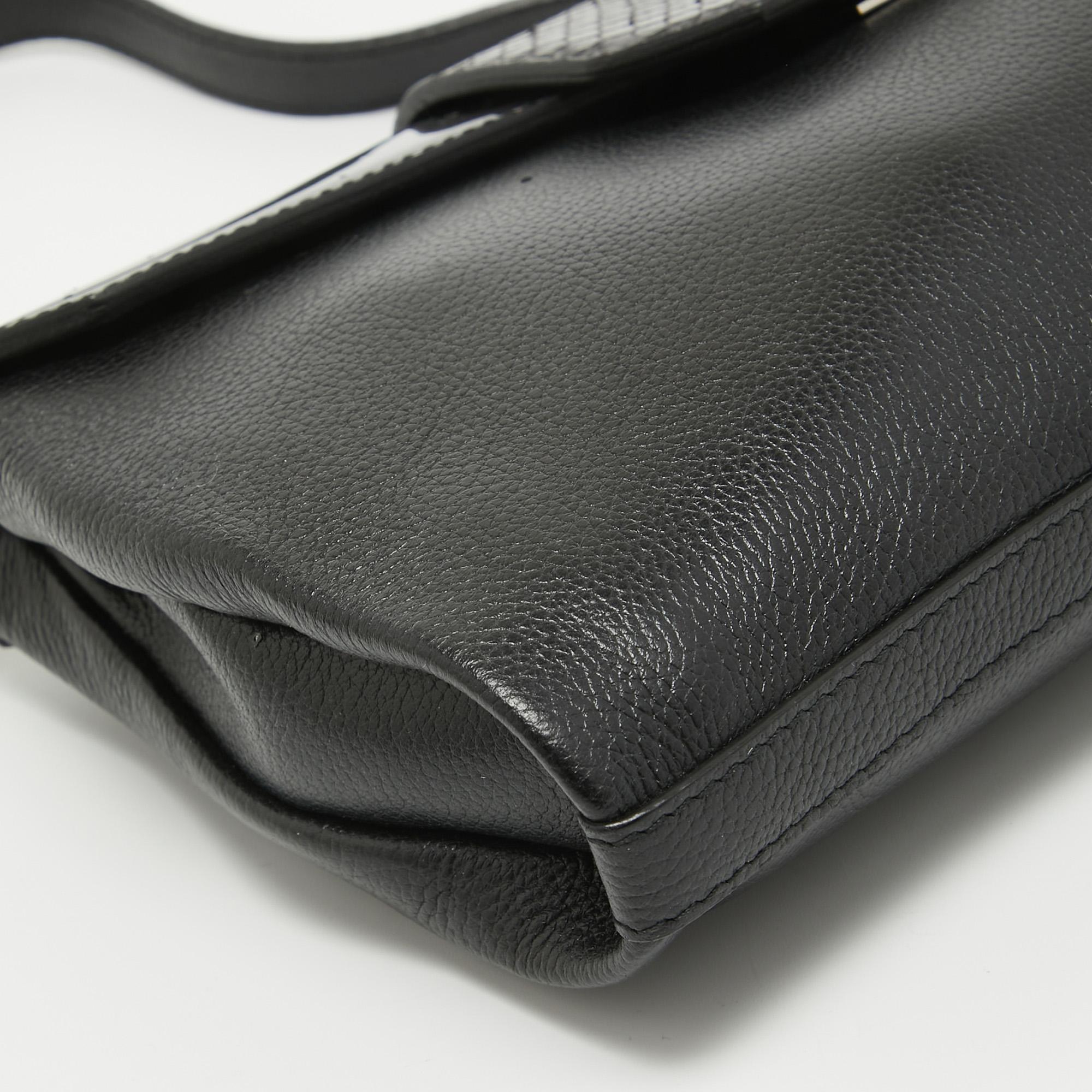 Cartier Black Leather and Snakeskin Classic Feminine Line Shoulder Bag 4
