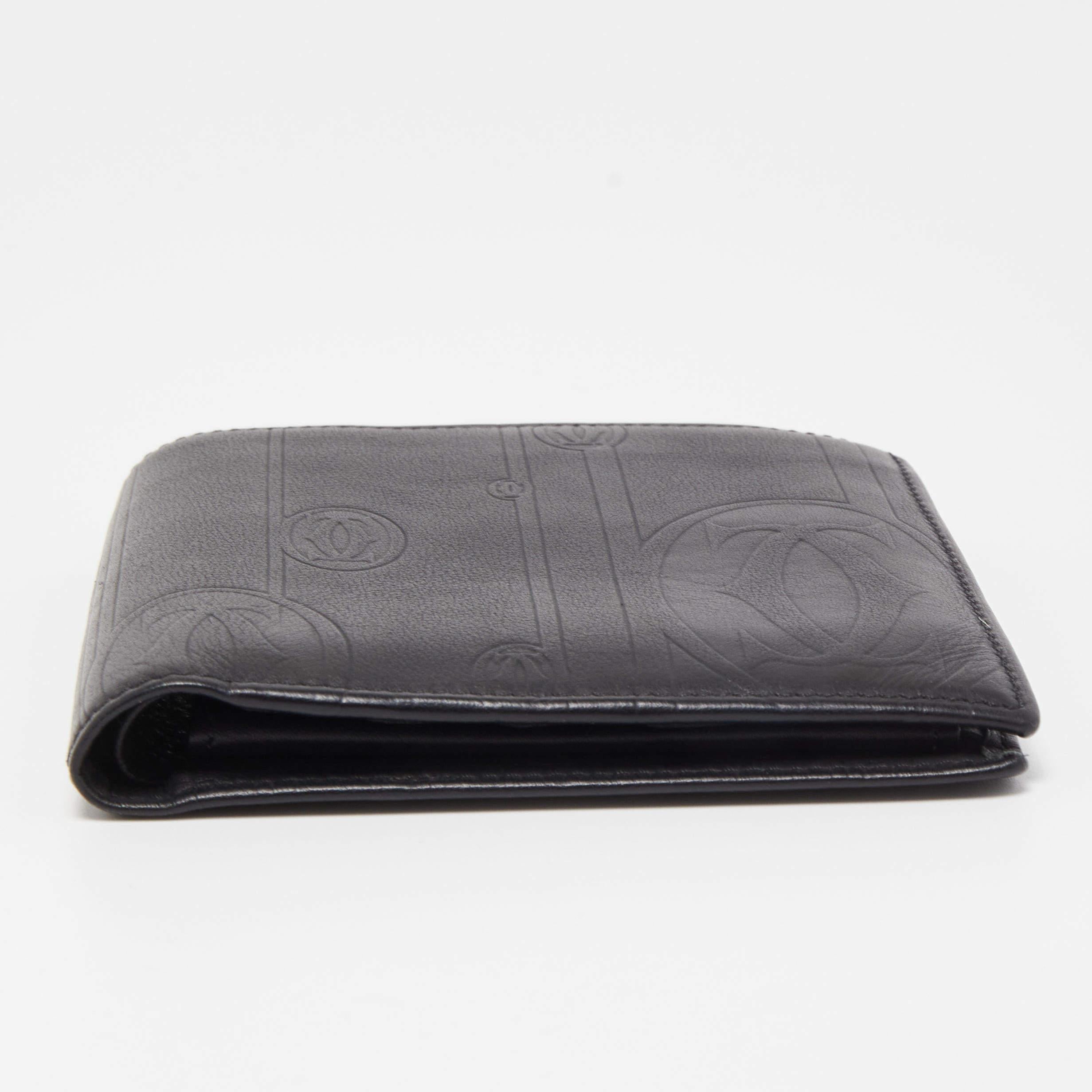 Cartier Schwarzes Leder-Brieftasche zum Umklappen Herren im Angebot