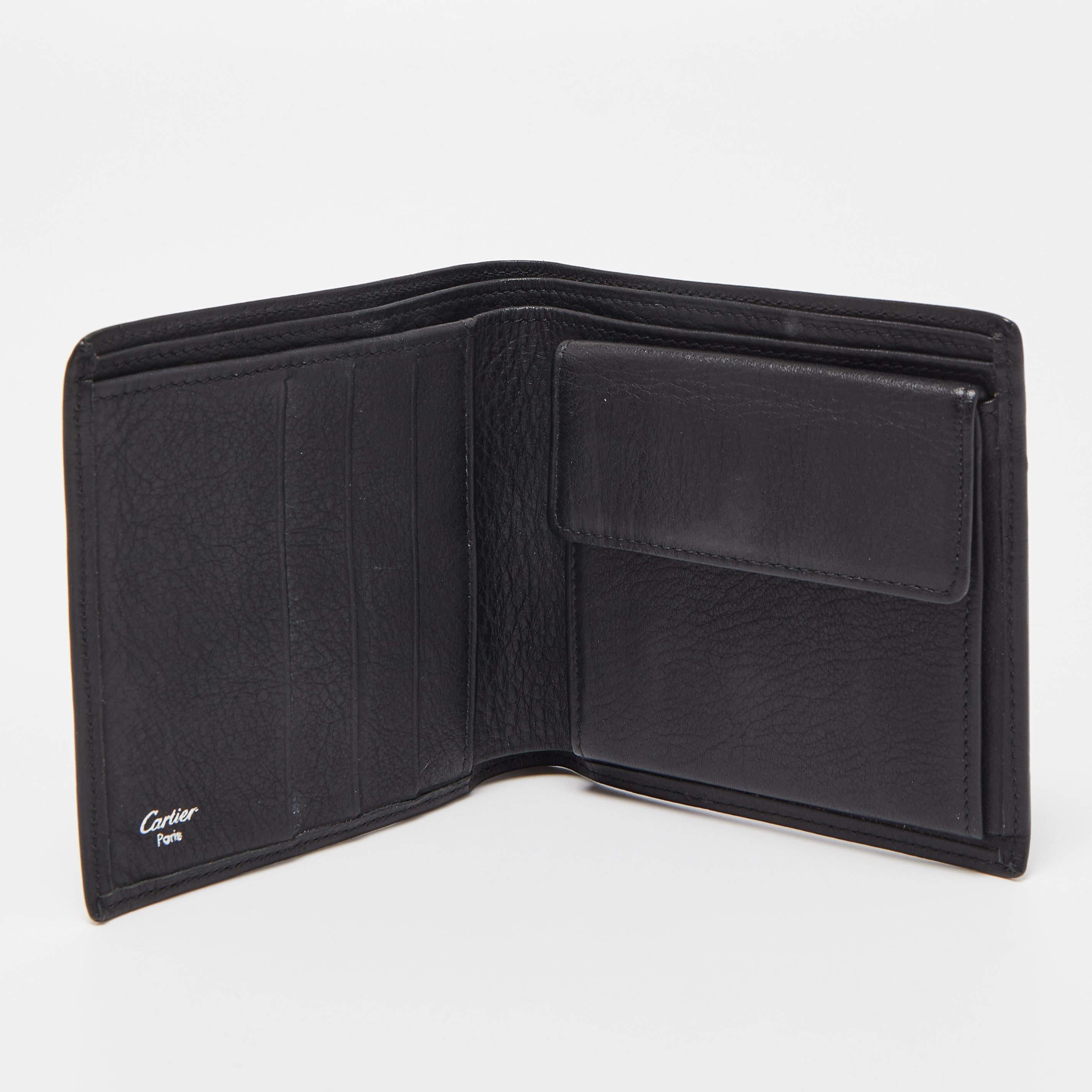 Cartier Schwarzes Leder-Brieftasche zum Umklappen im Angebot 4