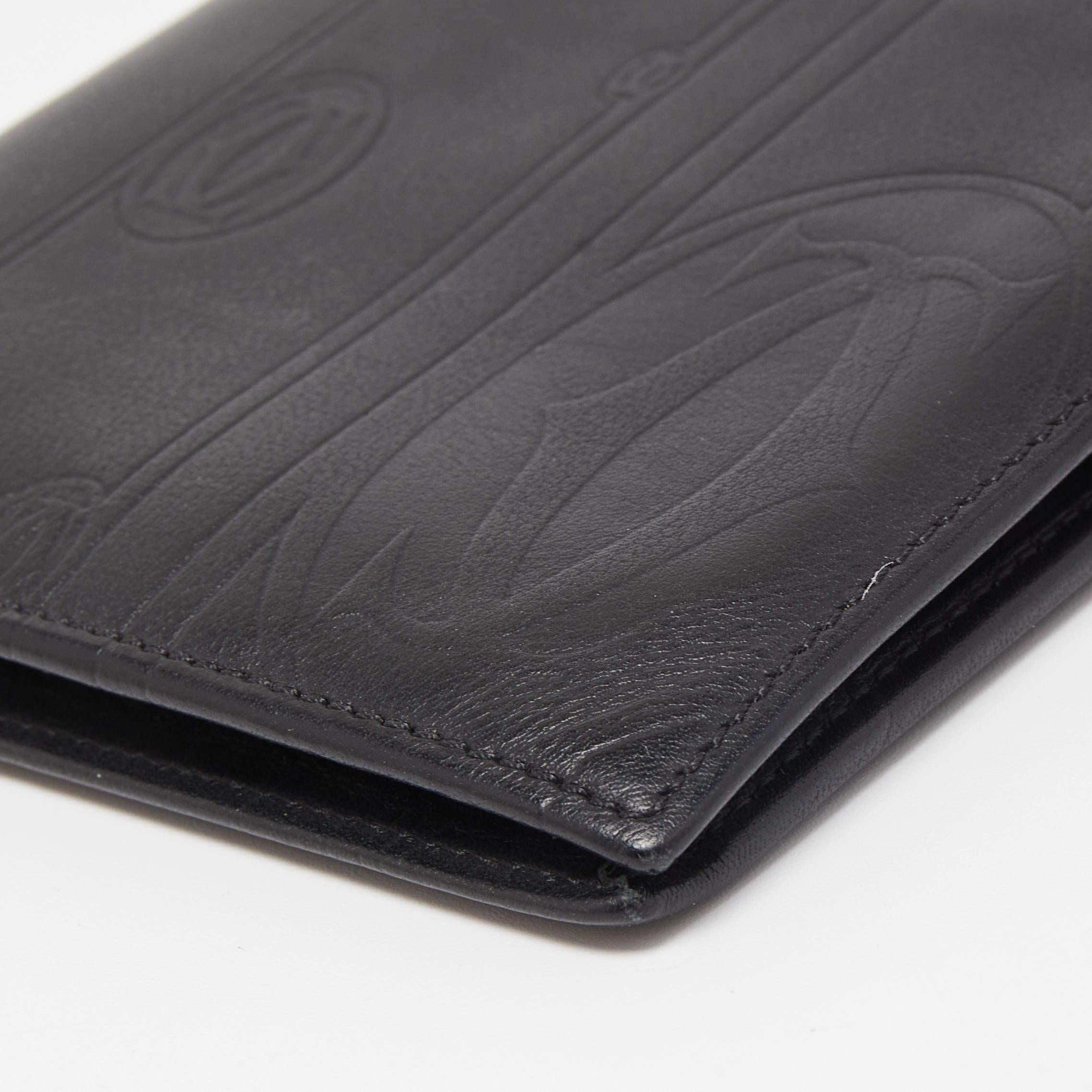 Cartier Schwarzes Leder-Brieftasche zum Umklappen im Angebot 5