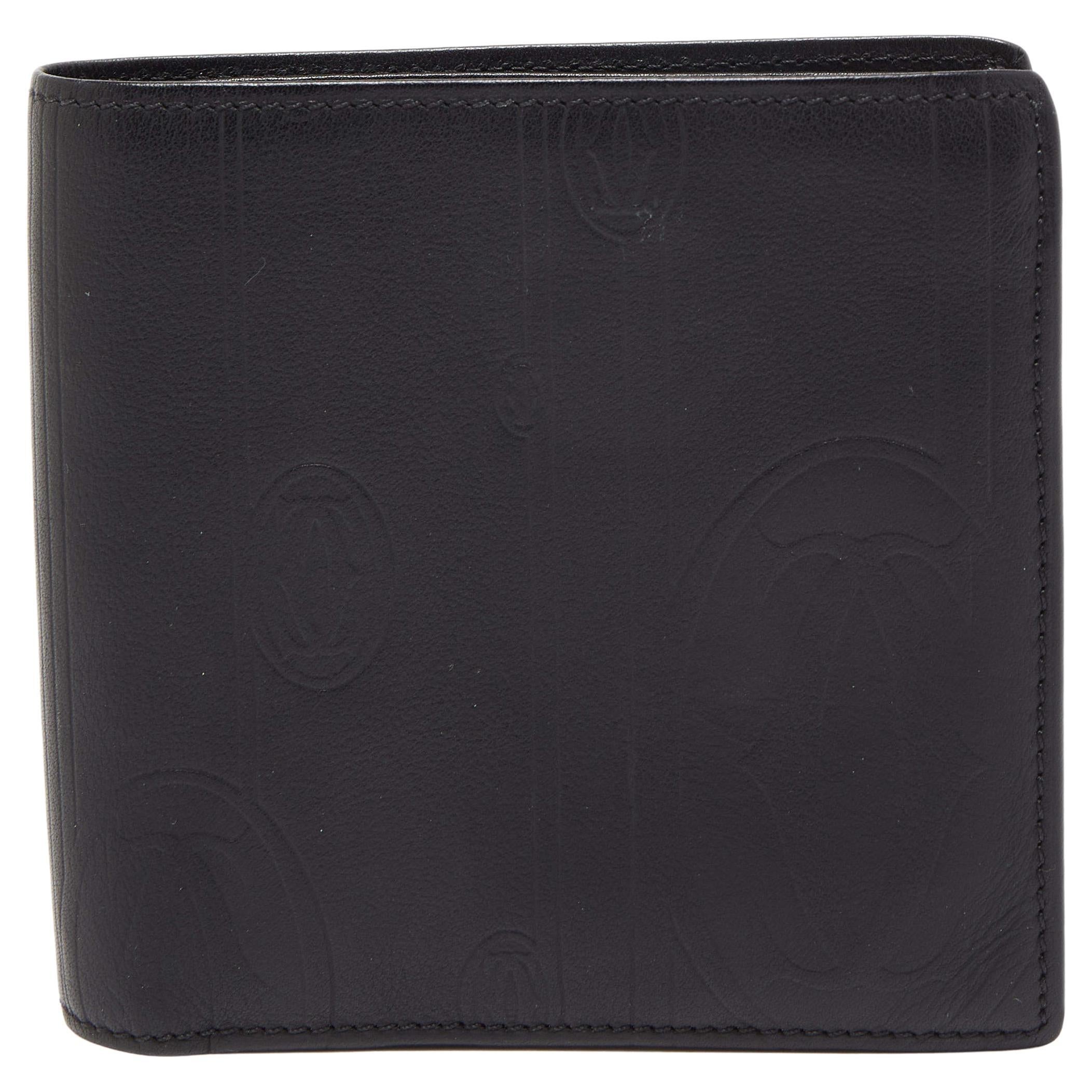 Cartier Schwarzes Leder-Brieftasche zum Umklappen im Angebot