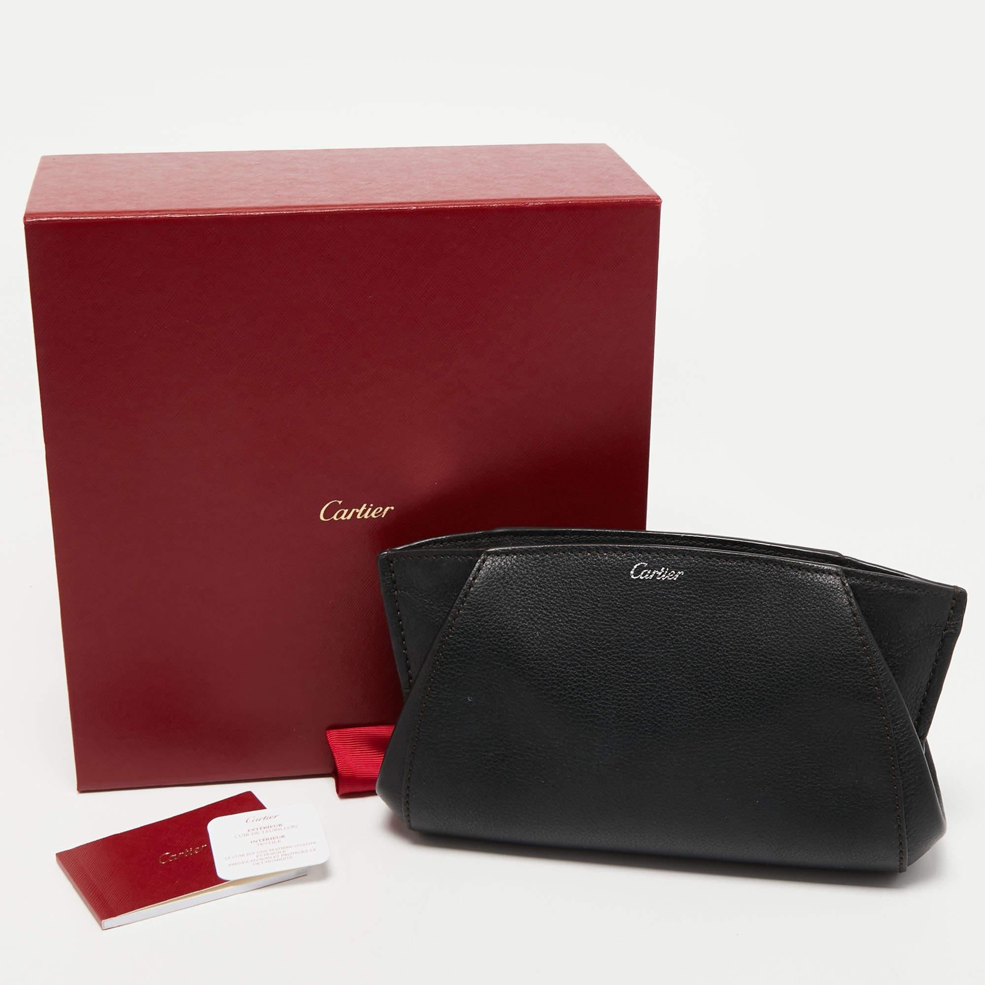 Cartier Black Leather C De Cartier Clutch 8