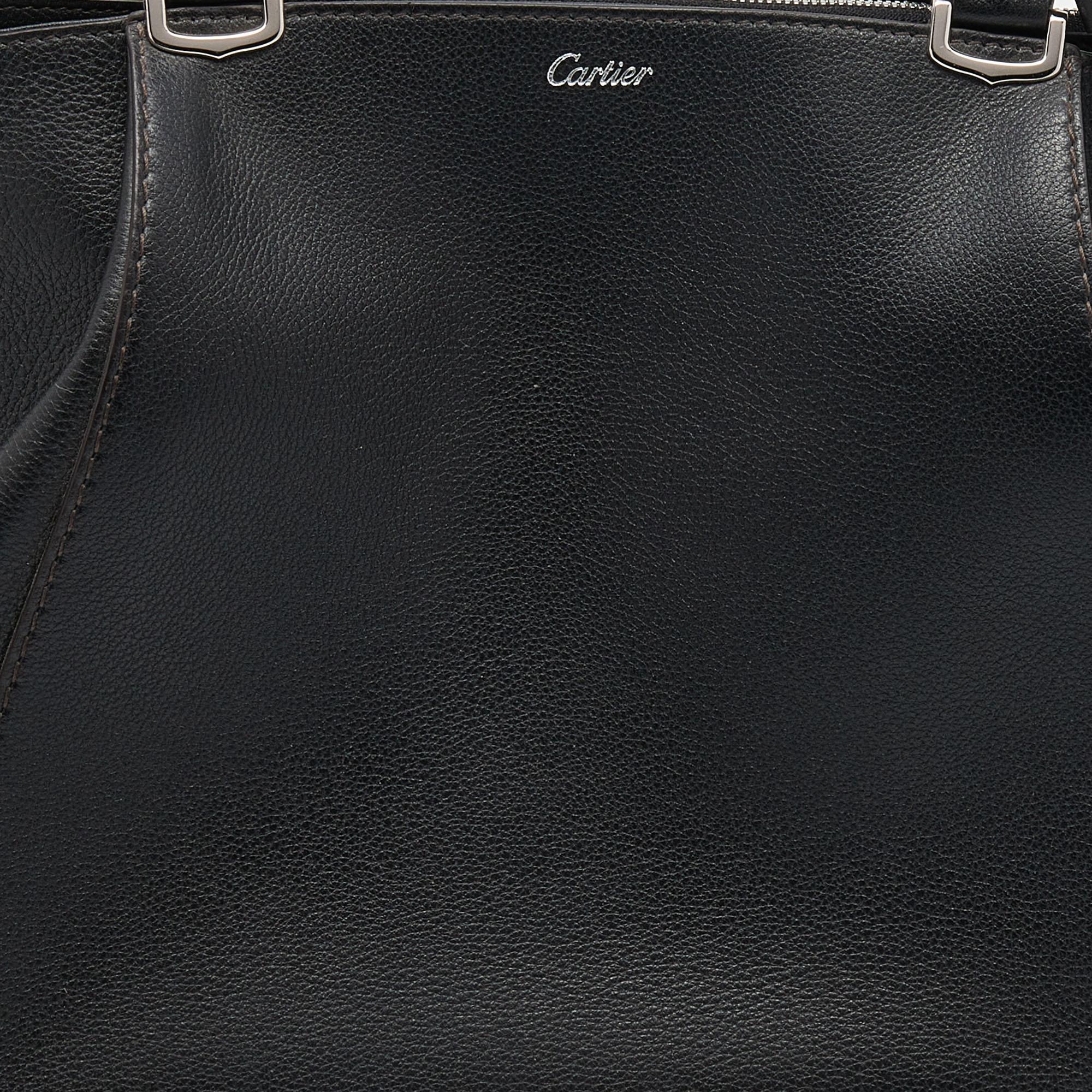 Cartier Black Leather C De Cartier Tote In Good Condition In Dubai, Al Qouz 2