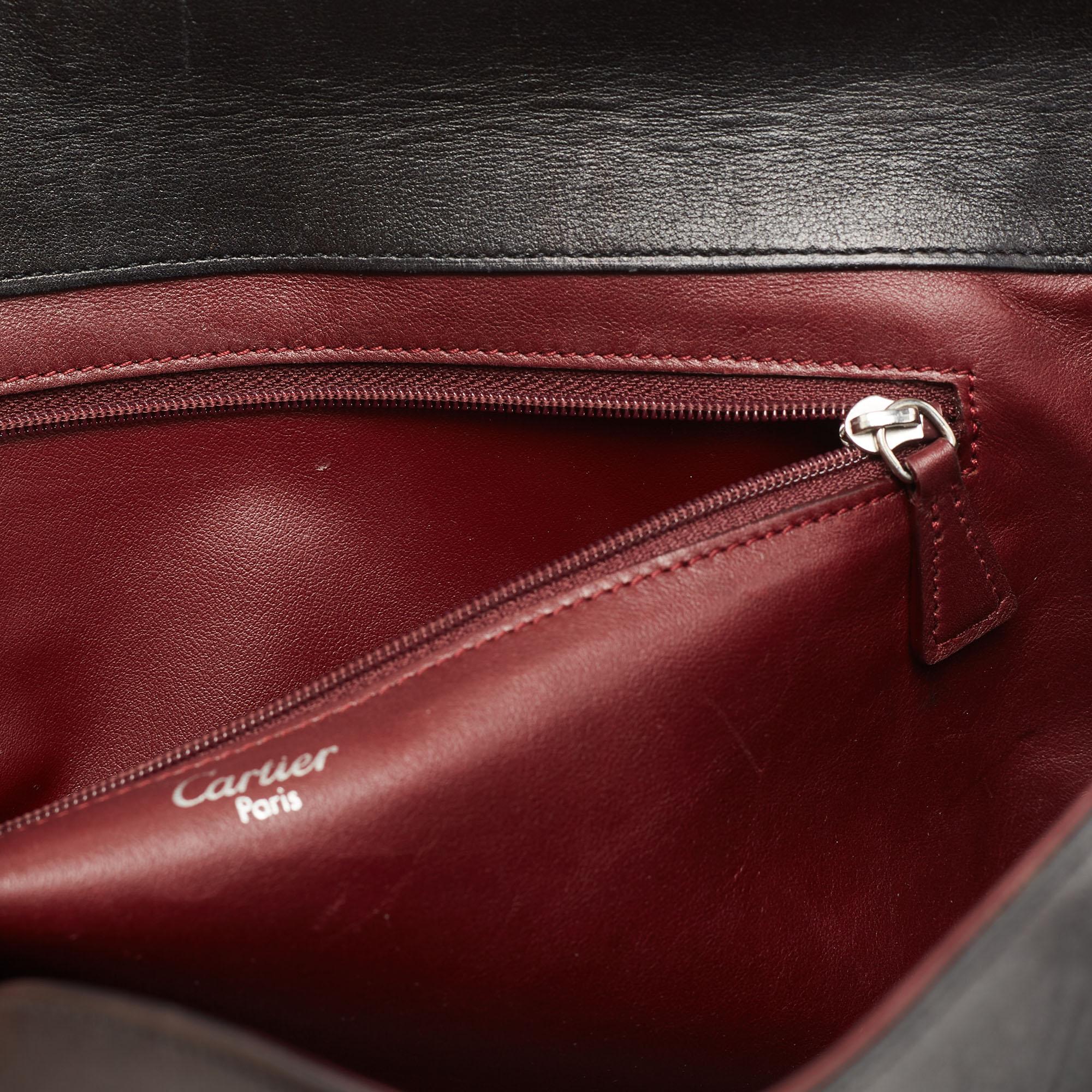 Cartier Black Leather Cabochon Flap Shoulder Bag 6