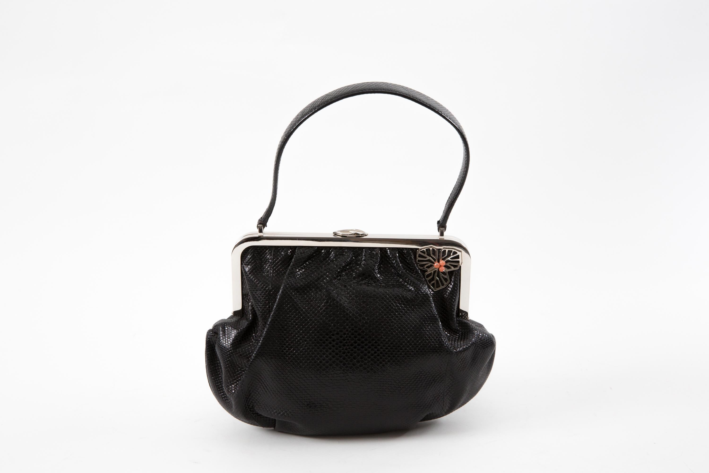 Cartier Black Leather Evening Handbag In Good Condition For Sale In Paris, FR