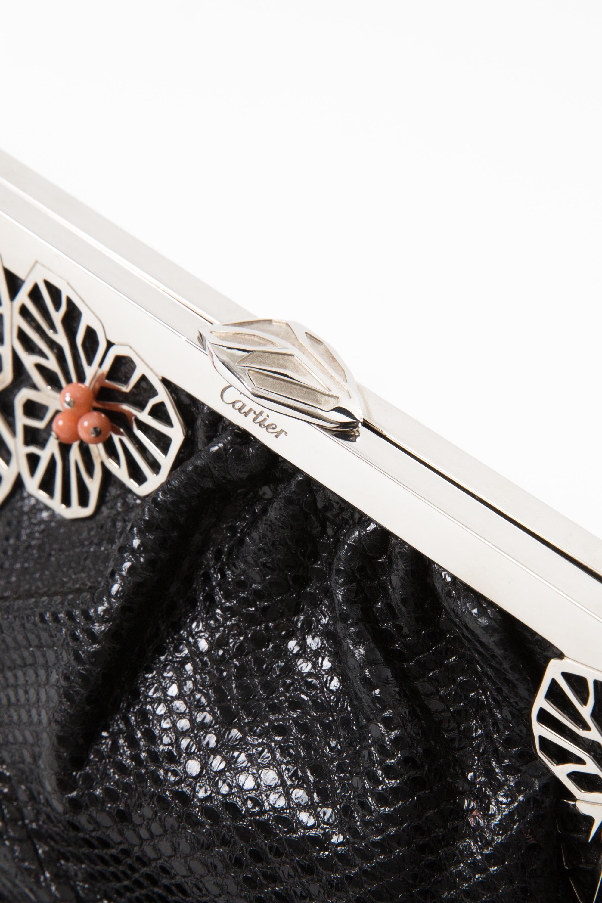 Cartier Black Leather Evening Handbag For Sale 1