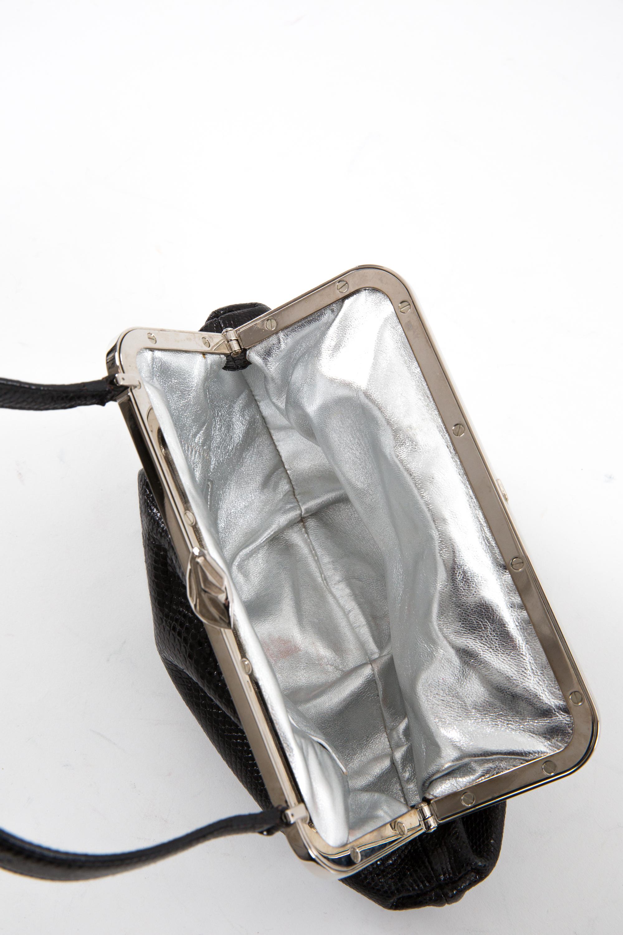 Cartier Black Leather Evening Handbag For Sale 4