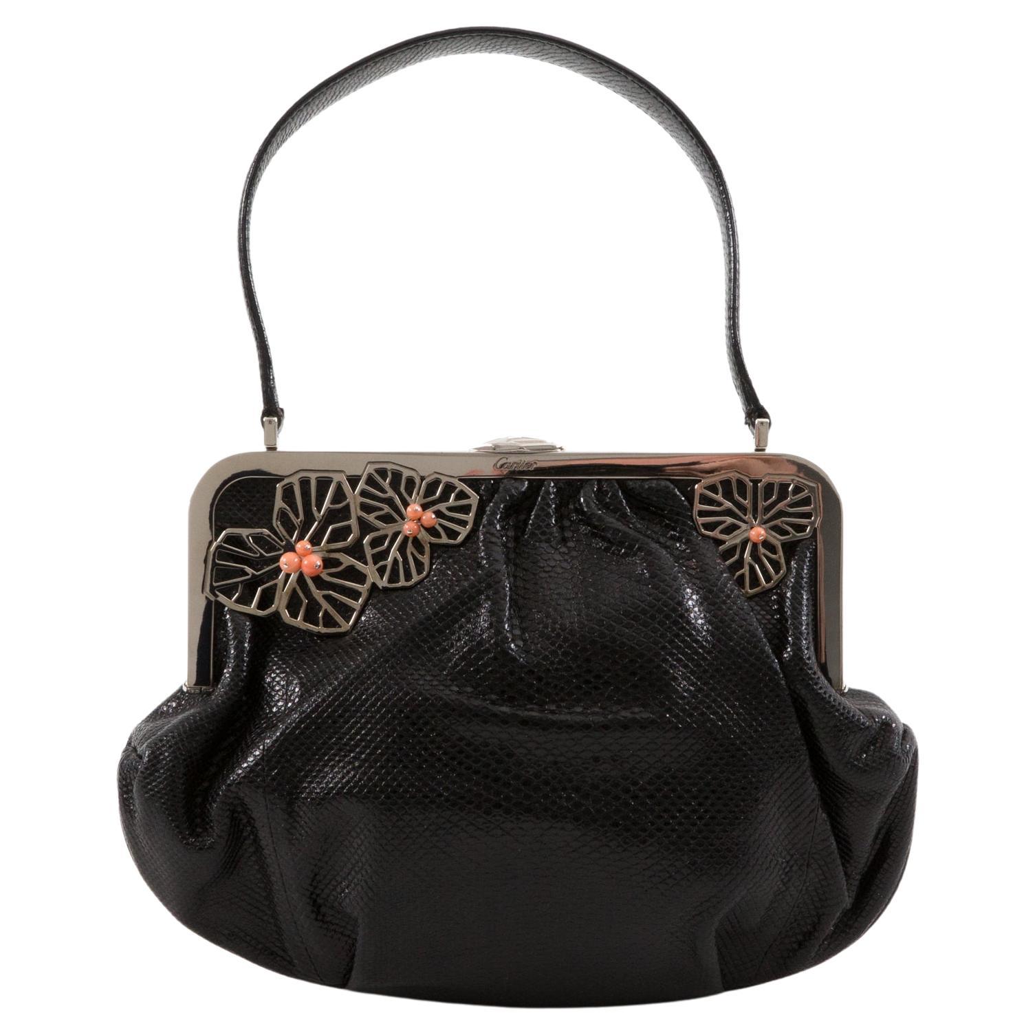 Cartier Black Leather Evening Handbag
