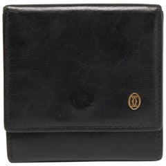 Cartier Black Leather Flap Coin Purse