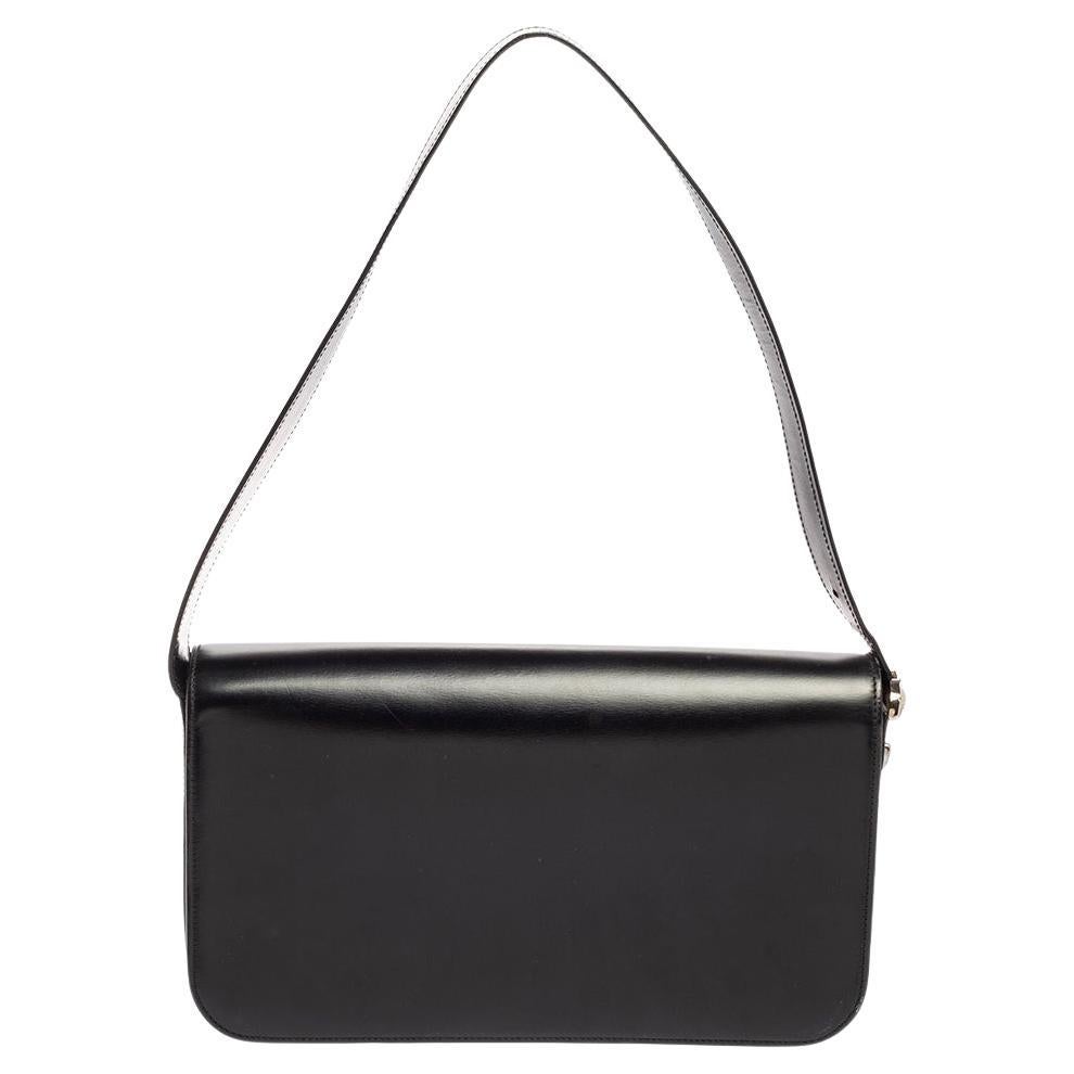 Cartier Black Leather Flap Shoulder Bag