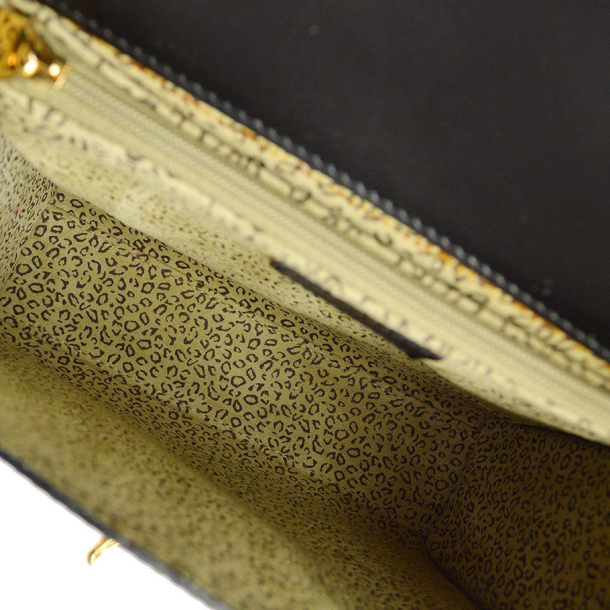 Cartier Black Leather Gold 2 in 1 Kelly Top Handle Satchel Shoulder Flap Bag 2
