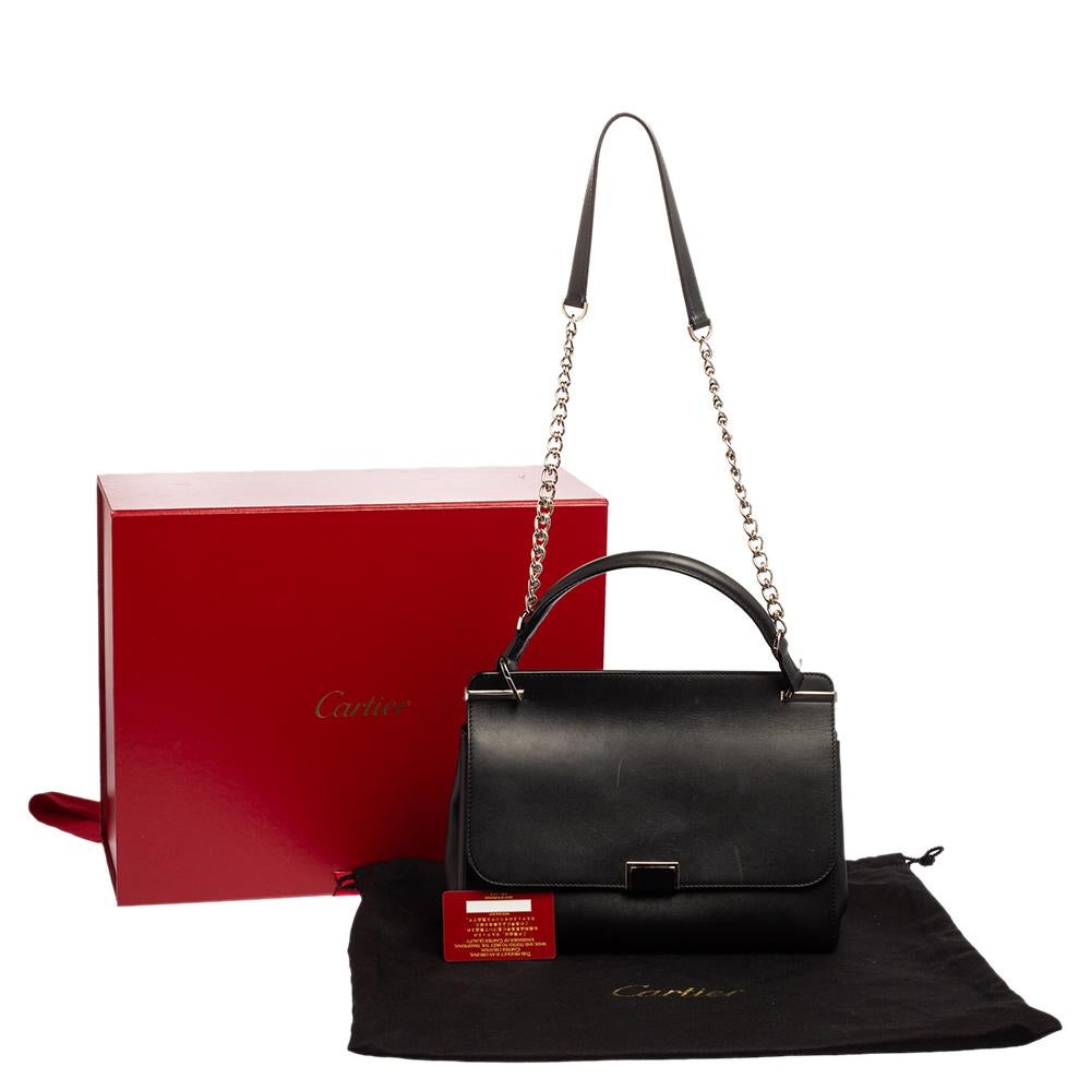 Cartier Black Leather Jeanne Toussaint Top Handle Bag 8