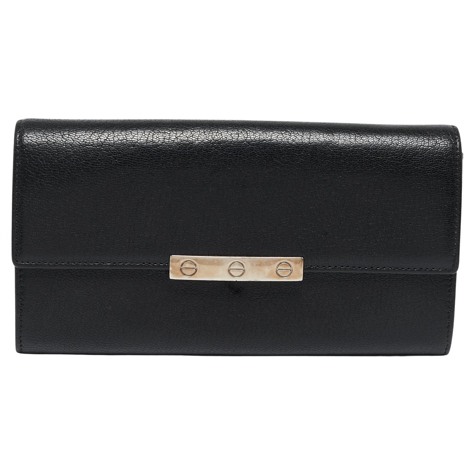 Cartier Black Leather Sapphire Line Jewelry Wallet at 1stDibs