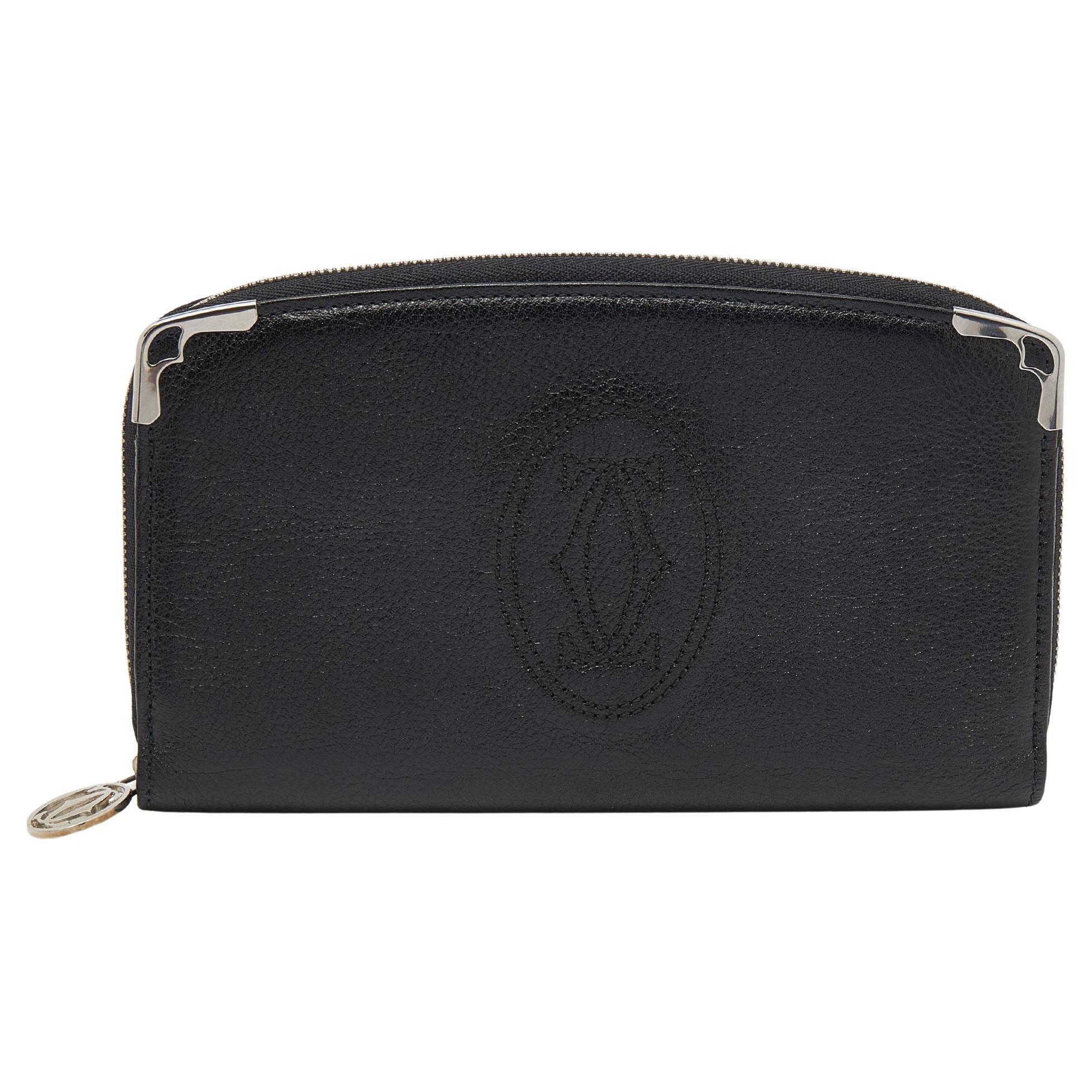 Cartier Black Leather Sapphire Line Jewelry Wallet at 1stDibs