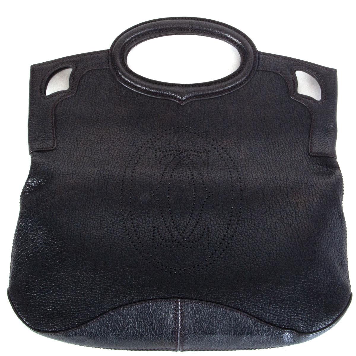 Pochette CARTIER MARCELLO DE CARTIER PM FOLD-OVER en cuir noir Pour femmes en vente